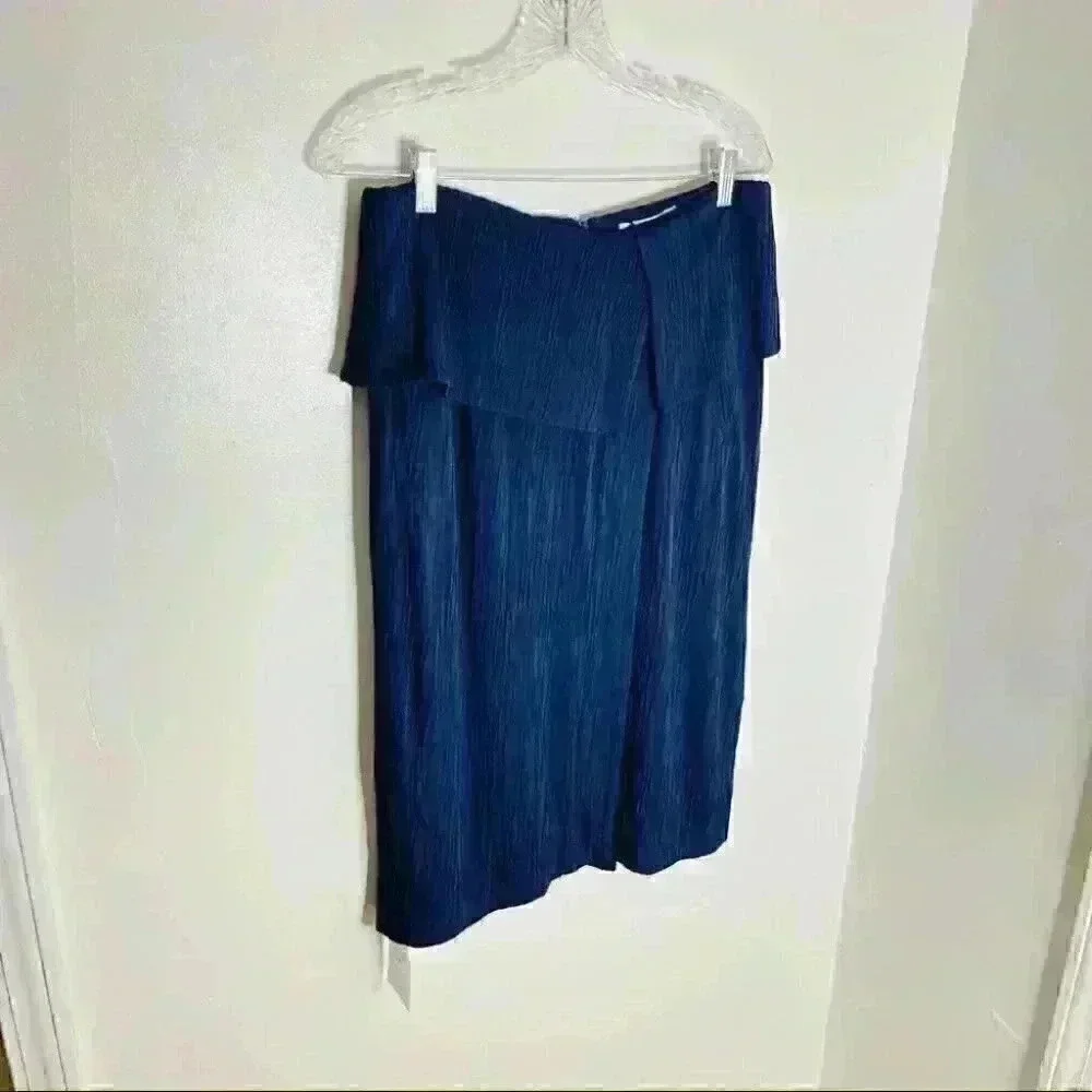 NWT MM Lafleur Montgomery Skirt Pleated Jersey Aegean Blue